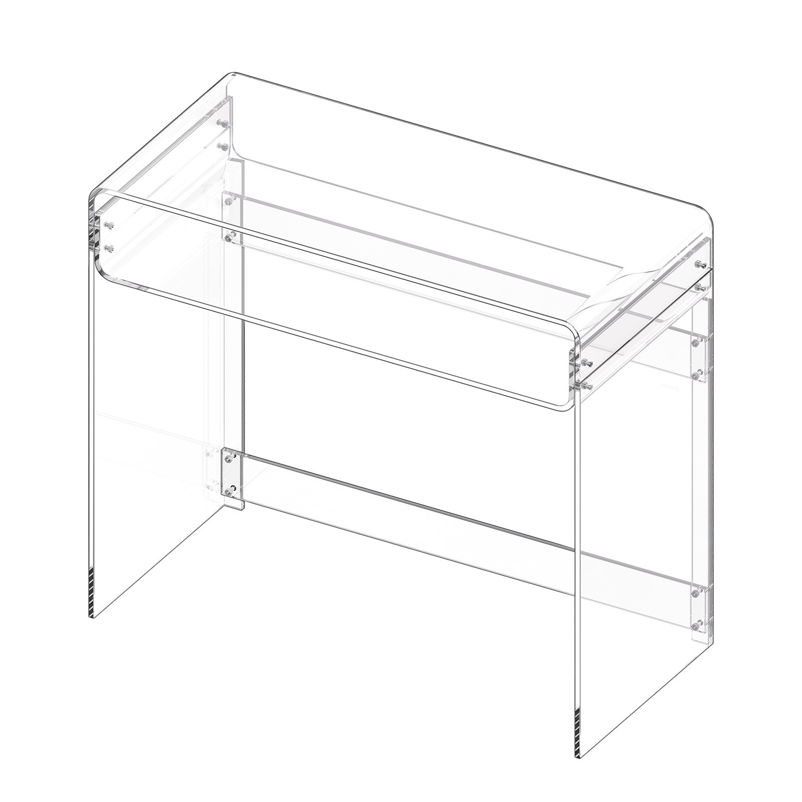VEVOR Acrylic Table, 2 Tiers Clear End Table with Storage Shelf, Modern Rectangle Acrylic Side Desk, Transparent Thick Desk Nightstand for Bedroom, Office, Living Room, 40 x 85 x 75 cm (Clear)