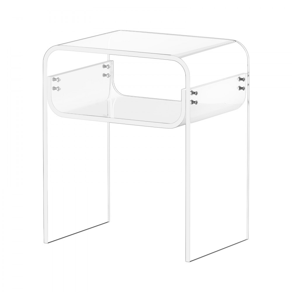 VEVOR Acrylic Side Table, 2 Tiers Clear Bedside Table with Storage Shelf, Modern Rectangle Acrylic End Desk, Transparent Thick Nightstand for Bedroom, Living Room, Study, 30 x 40 x 50 cm (Clear)