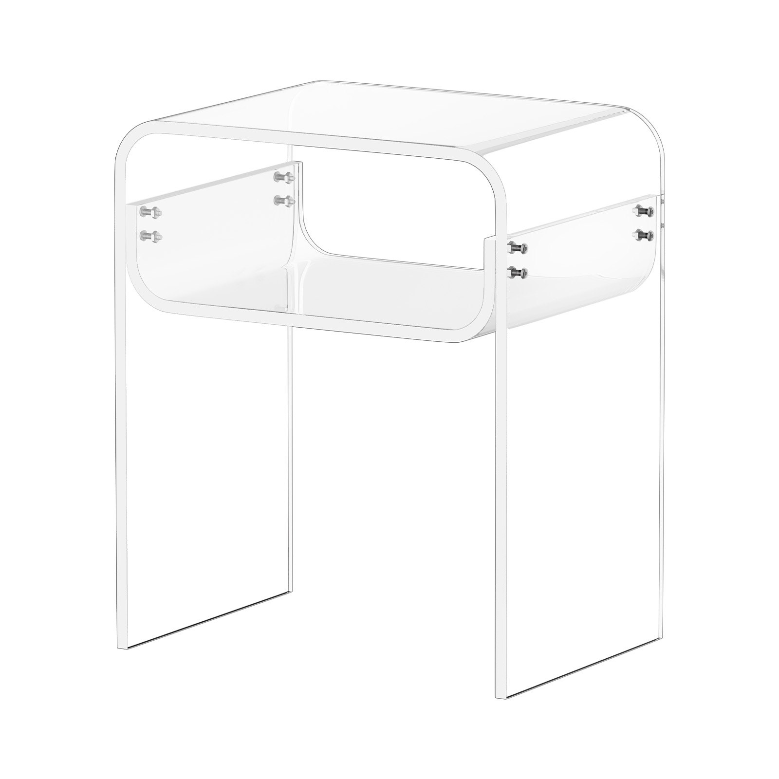 VEVOR Acrylic Side Table, 2 Tiers Clear Bedside Table with Storage Shelf, Modern Rectangle Acrylic End Desk, Transparent Thick Nightstand for Bedroom, Living Room, Study, 30 x 40 x 50 cm (Clear)