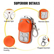 VEVOR Gate Opener Remote, 131 ft Gate Remote Control, 4 Button Automatic Gate Opener Remote, Gate Remote Control Multicode, Electric Rolling Driveway Gate Opener Closer Security Kit Remote, Orange