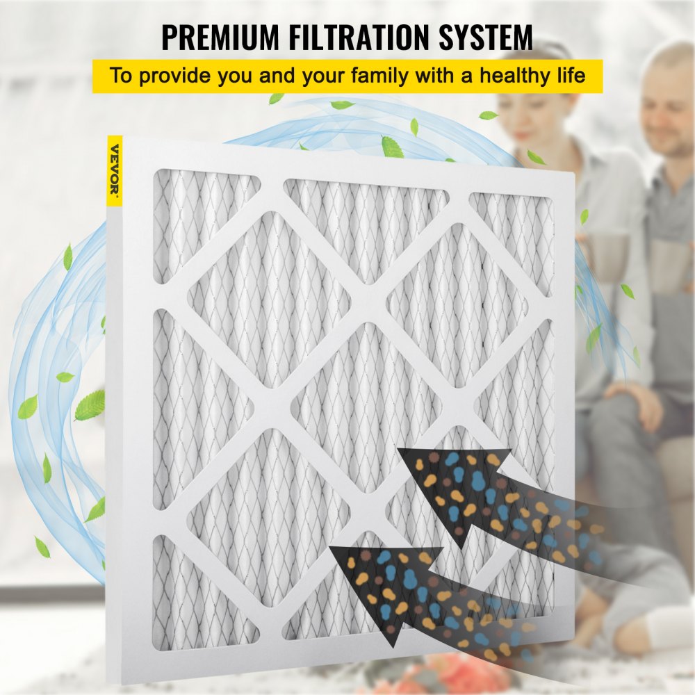 VEVOR HEPA Replacement Filter, 16''x16'' AC Filter, 12pcs HVAC Pleated Air Filter, AC Furnace Filter Replacement Set, MERV 8, Good for Home, Commercial Capture Particles, Fit for Dri-Eaz DefendAir HEPA