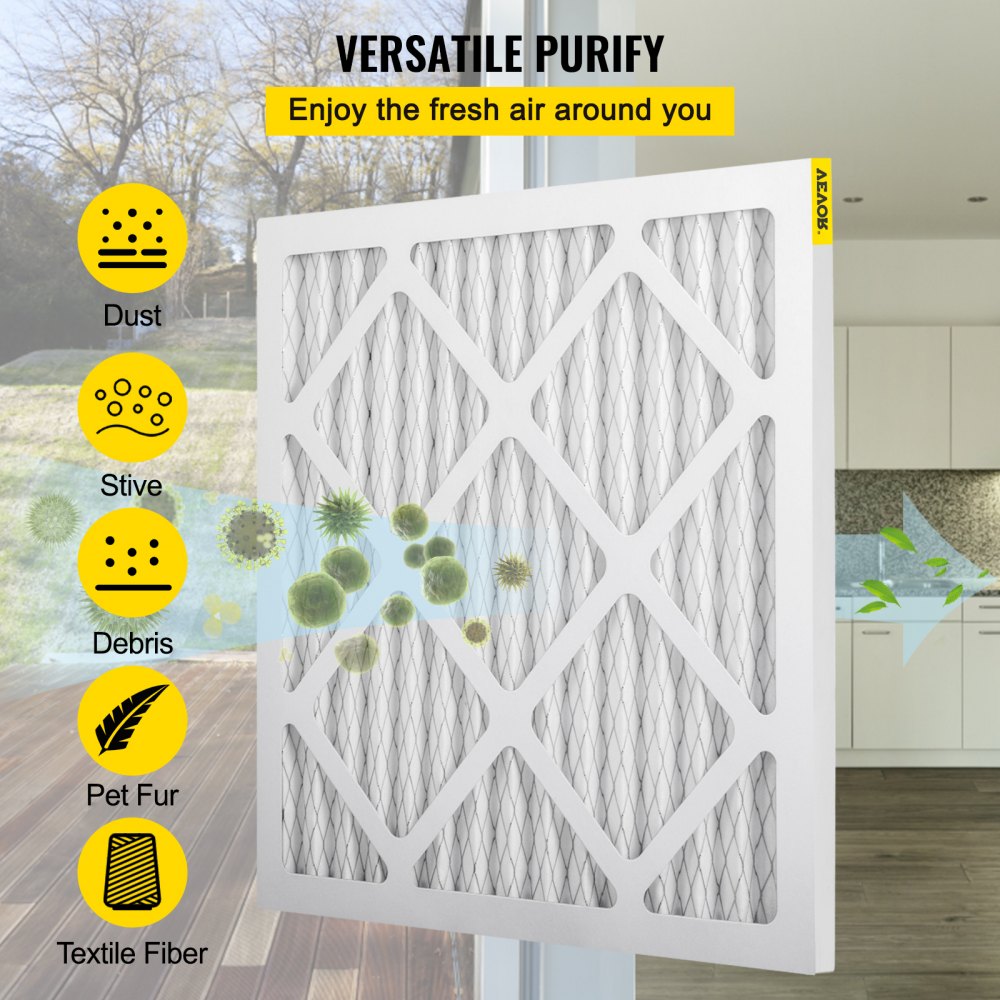 Filtro de repuesto VEVOR HEPA, filtro de CA de 16 x 16 pulgadas, 10 filtros de aire plisados HVAC, juego de repuesto de filtro de horno de CA, MERV 8, bueno para el hogar, partículas de captura comercial, apto para Dri-Eaz DefendAir HEPA
