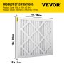 Filtro de repuesto VEVOR HEPA, filtro de CA de 16 x 16 pulgadas, 10 filtros de aire plisados HVAC, juego de repuesto de filtro de horno de CA, MERV 8, bueno para el hogar, partículas de captura comercial, apto para Dri-Eaz DefendAir HEPA