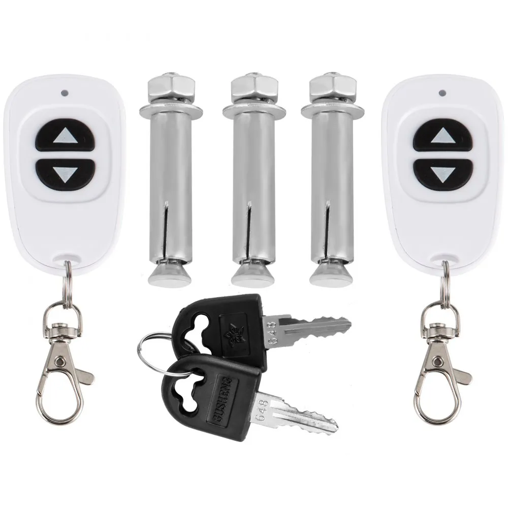 remote controls, anchor bolts, and keys for VEVOR automatic parking lock.