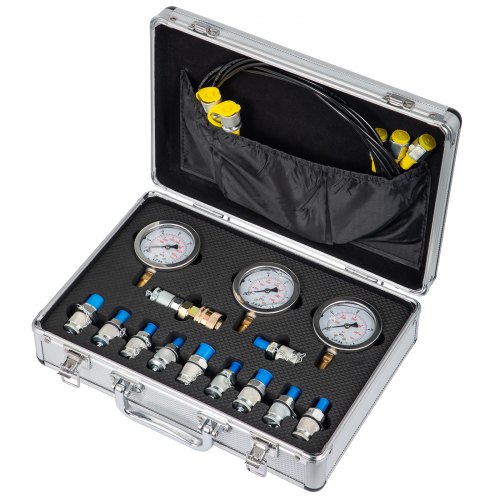 VEVOR Hydraulic Pressure Test Kit, 25/40/60Mpa/11Couplings, Excavator Parts Hydraulic Tester Coupling Hydraulic Pressure Gauge Kit for Excavator Construction Machinery
