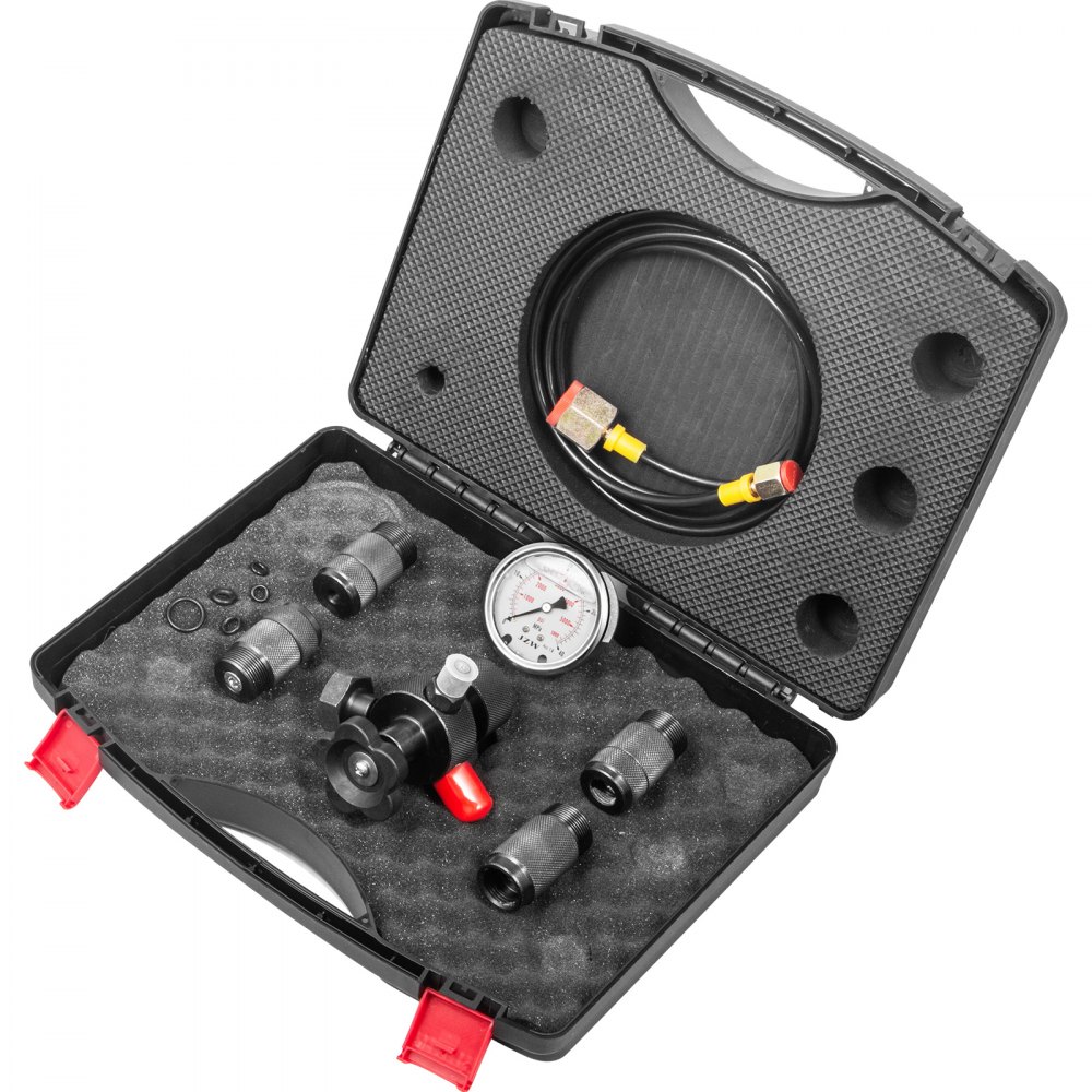 VEVOR Hydraulic Pressure Test Kit 0-400BAR/6000PSI Hydraulic Pressure Gauge with 6.56ft/2m Charging Hose for Nitrogen Charging Hydraulic Accumulator Pressure Test Kit