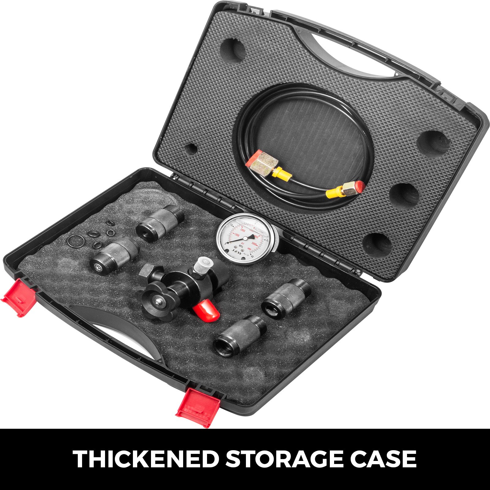 VEVOR Hydraulic Pressure Test Kit 0-400BAR/6000PSI Hydraulic Pressure Gauge with 6.56ft/2m Charging Hose for Nitrogen Charging Hydraulic Accumulator Pressure Test Kit