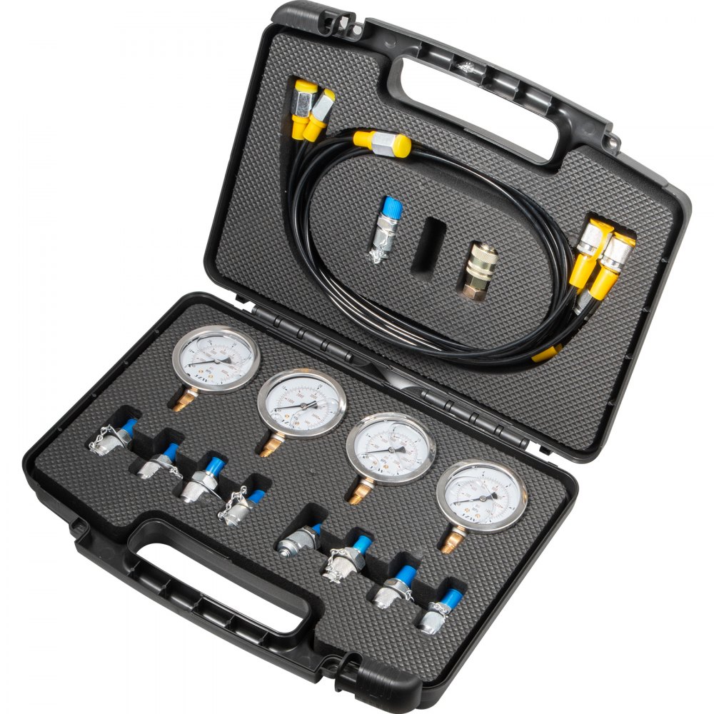 VEVOR Hydraulic Pressure Test Kit 10/25/40/60 Mpa Hydraulic Pressure Gauges with 5.25ft/1.6m Test Hose for Excavator Construction Machinery