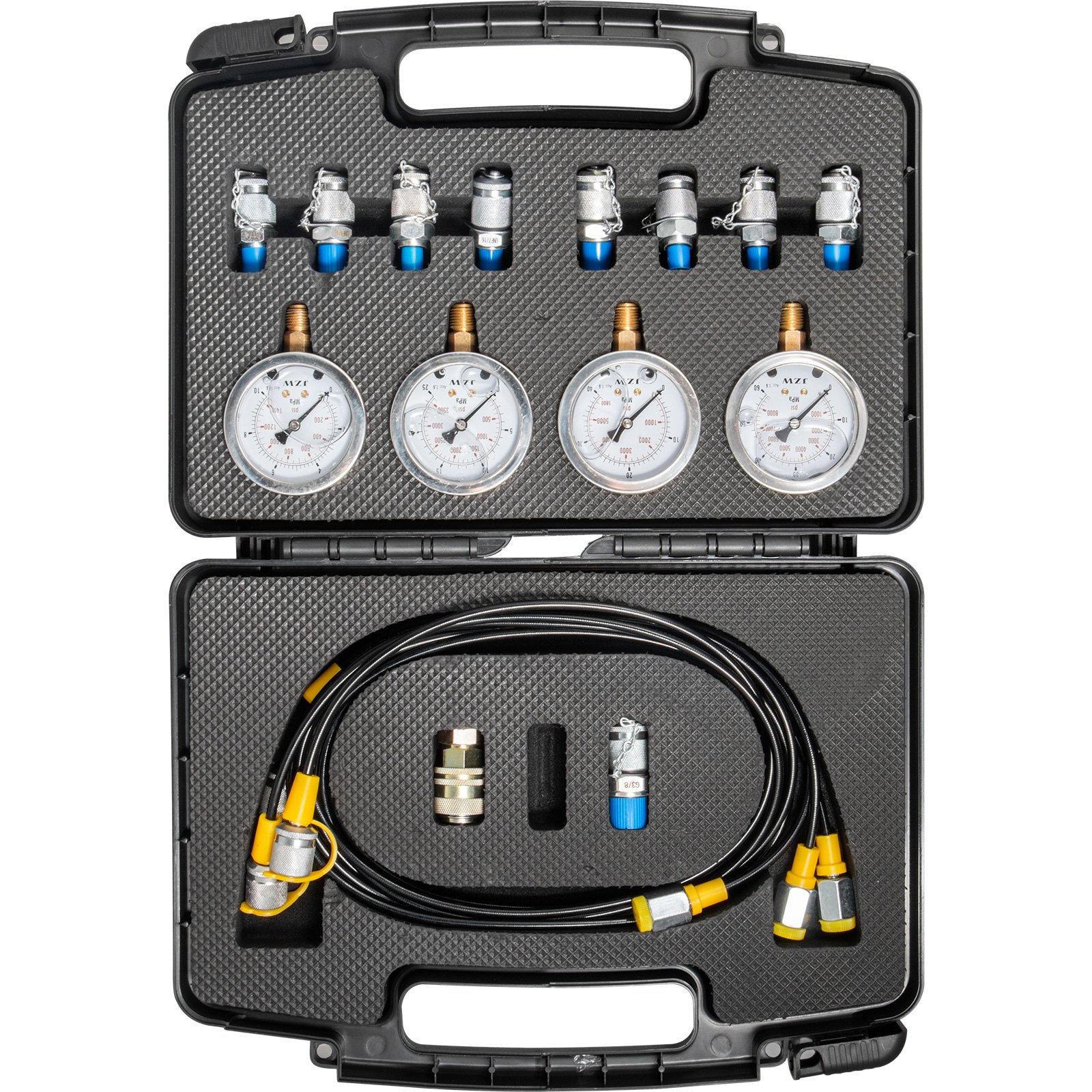 VEVOR Hydraulic Pressure Test Kit 10/25/40/60 Mpa Hydraulic Pressure Gauges with 5.25ft/1.6m Test Hose for Excavator Construction Machinery