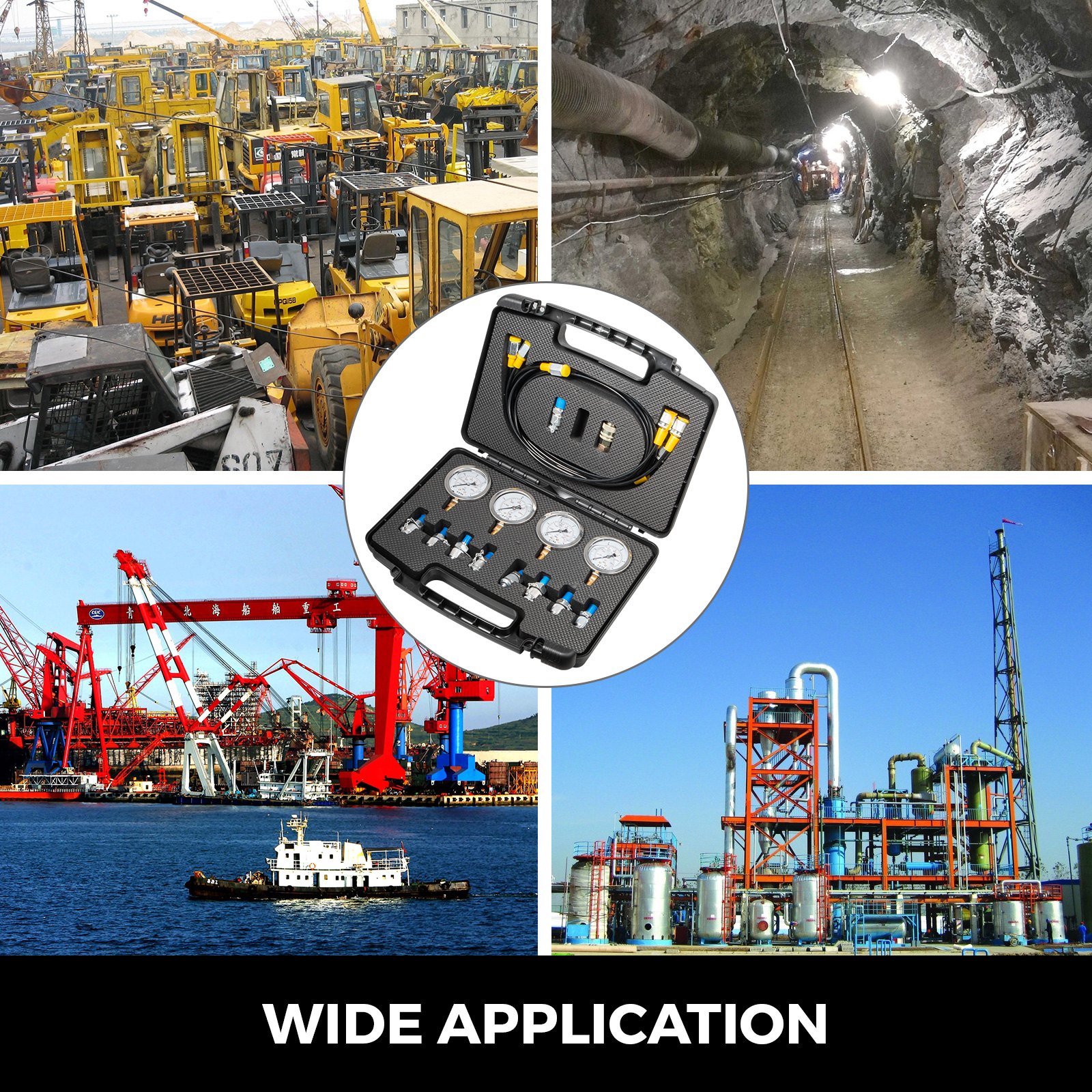 VEVOR Hydraulic Pressure Test Kit 10/25/40/60 Mpa Hydraulic Pressure Gauges with 5.25ft/1.6m Test Hose for Excavator Construction Machinery