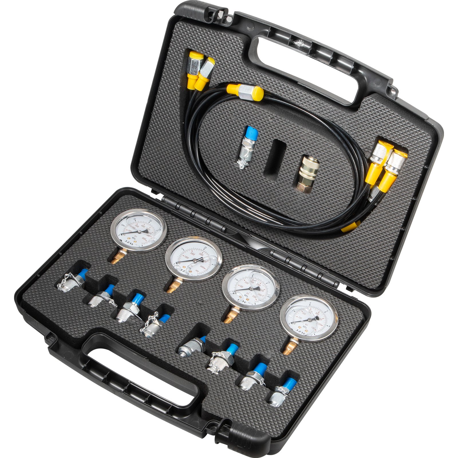 VEVOR Hydraulic Pressure Test Kit 10/25/40/60 Mpa Hydraulic Pressure Gauges with 5.25ft/1.6m Test Hose for Excavator Construction Machinery