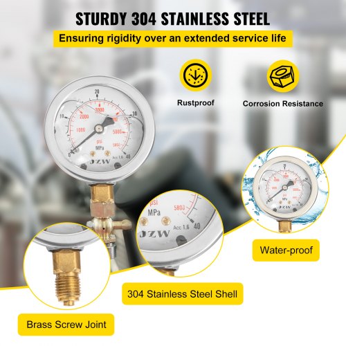VEVOR Hydraulic Pressure Test Kit 25/40/60Mpa 8700PSI Hydraulic Pressure Tester Test Kit for Excavator Machinery
