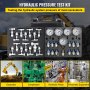 VEVOR Kit de test de pression hydraulique, 10/100/250/400/600 bar, 5 jauges, 13 raccords de test, 14 connecteurs en T, 5 tuyaux de test, kit de jauge hydraulique avec étui de transport robuste, pour machines de construction d'excavatrices