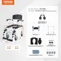 VEVOR Shower Commode Wheelchair with 4 Lockable Wheels, Footrests, Flip-up Arms, 3-Level Adjustable Height, 5L Removable Bucket, 350 LBS Capacity, Commode Chair for Adults Seniors
