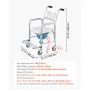 VEVOR Bedside Commode Chair with Wheels, 350 lbs Capacity, 4-in-1 Portable Toilet and Raised Toilet Seat with Padded Seat/Backrest/Flip-up Footrest, Detachable 5L Bucket, Shower Wheelchair for Seniors