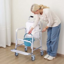 Bedside Commode Chair with 4 Wheels 4-in-1 Raised Toilet Seat 350 lbs