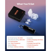 Concert Ear Plugs 2 Pairs High Fidelity SNR 27 dB Silicone Music Earplugs