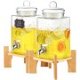 dual glass VEVOR beverage dispenser with citrus slices on a wooden stand, each holding 1.5 gallons.