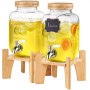 VEVOR beverage dispenser with bamboo lids and stands, holding lemon and orange infused water.