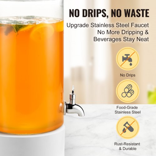 2 Gallon Glass Beverage Dispenser With Metal Lid Handles And Stand For Party - Large Capacity Juice Glass Dispenser And Best Quality Cold Drink Glass Jar Price - View #12