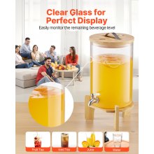 Drink Dispenser 2.2 Gal Beverage Dispenser for Parties Glass with Stand
