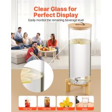 Drink Dispenser 3.5 Gal Beverage Dispenser for Parties Glass with Stand