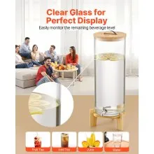 Drink Dispenser 3.5 Gal Beverage Dispenser for Parties Glass with Stand
