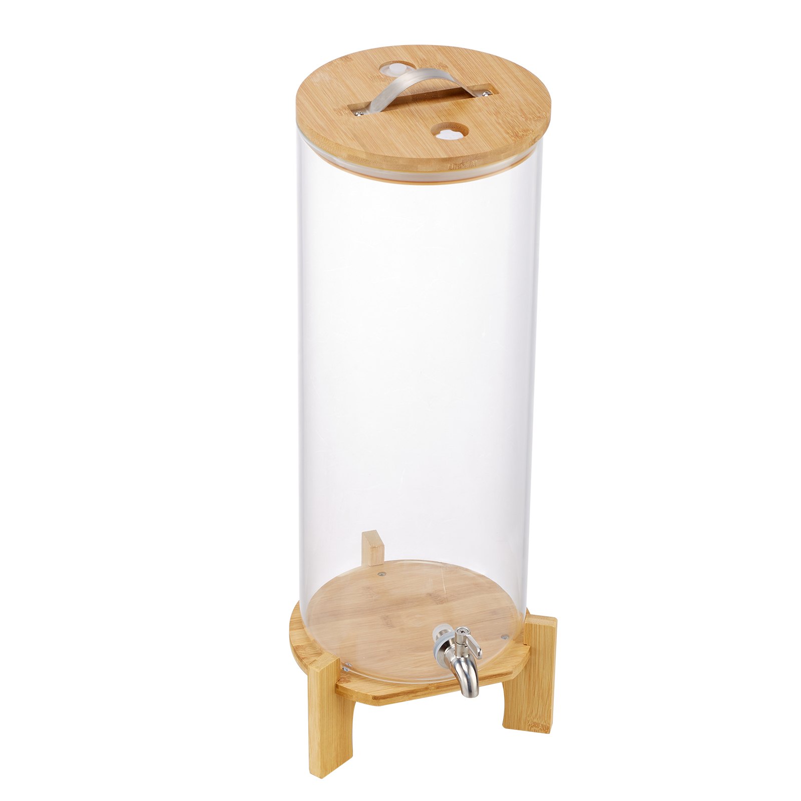 VEVOR Beverage Dispenser, 3.5 Gallon Drink Dispensers for Parties, Glass Juice Dispenser with Wood Stand, Stainless Steel Spigot, Iced Tea Lemonade Juice Water Dispensers for Parties