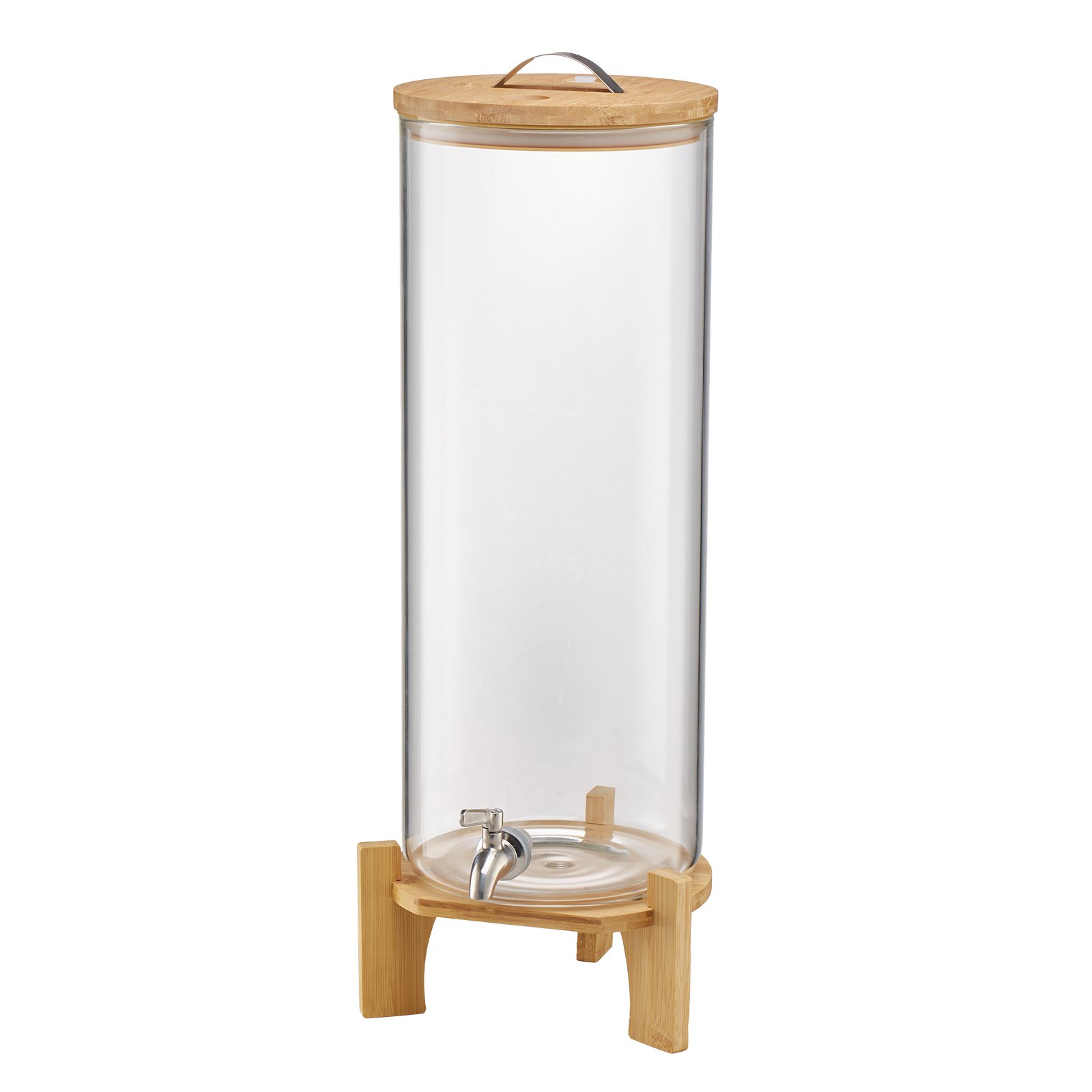VEVOR Beverage Dispenser, 3.5 Gallon Drink Dispensers for Parties, Glass Juice Dispenser with Wood Stand, Stainless Steel Spigot, Iced Tea Lemonade Juice Water Dispensers for Parties