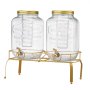 VEVOR Beverage Dispenser, 2 Pack 8L Drink Dispensers for Parties, Glass Juice Dispenser with Metal Stand, Stainless Steel Spigot, Infuser, Iced Tea Lemonade Juice Water Dispensers for Parties