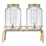 VEVOR Beverage Dispenser, 2 Pack 8L Drink Dispensers for Parties, Glass Juice Dispenser with Metal Stand, Stainless Steel Spigot, Infuser, Iced Tea Lemonade Juice Water Dispensers for Parties