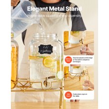 Drink Dispenser 2 Gal Beverage Dispenser for Parties Glass with Stand 2PCS