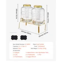 Drink Dispenser 2 Gal Beverage Dispenser for Parties Glass with Stand 2PCS