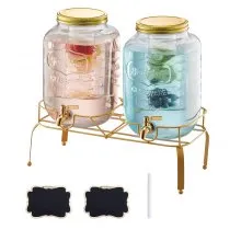 Drink Dispenser 2 Gal Beverage Dispenser for Parties Glass with Stand 2PCS