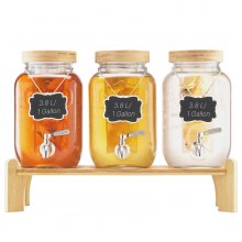 Drink Dispenser 1 Gal Beverage Dispenser for Parties Glass with Stand 3PCS