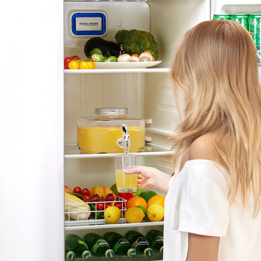 VEVOR Beverage Dispenser, 0.8 Gallon Drink Dispensers for Parties, Glass Juice Dispenser with No-Drip Spigot and Lid, Iced Tea Lemonade Juice Water Dispensers for Restaurants, Hotels, Parties