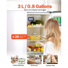 Drink Dispenser 0.8 Gal Beverage Dispenser for Parties Glass with Spigot