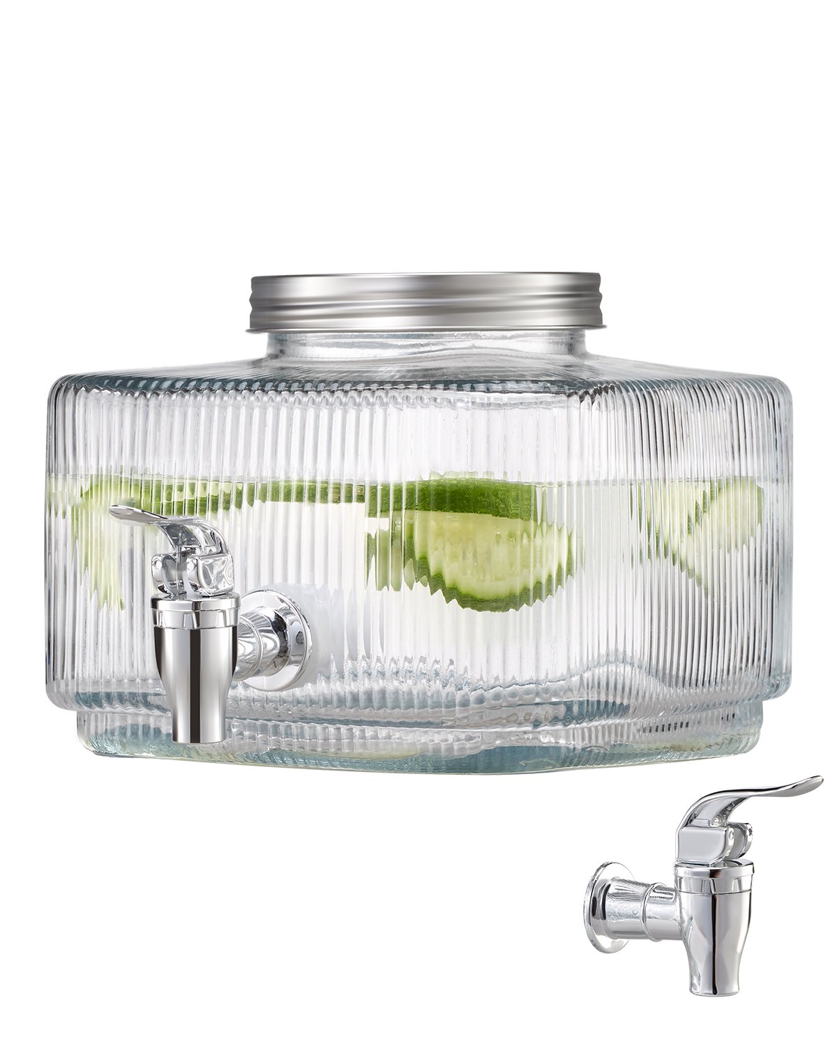 VEVOR Beverage Dispenser, 0.8 Gallon Drink Dispensers for Parties, Glass Juice Dispenser with No-Drip Spigot and Lid, Iced Tea Lemonade Juice Water Dispensers for Restaurants, Hotels, Parties