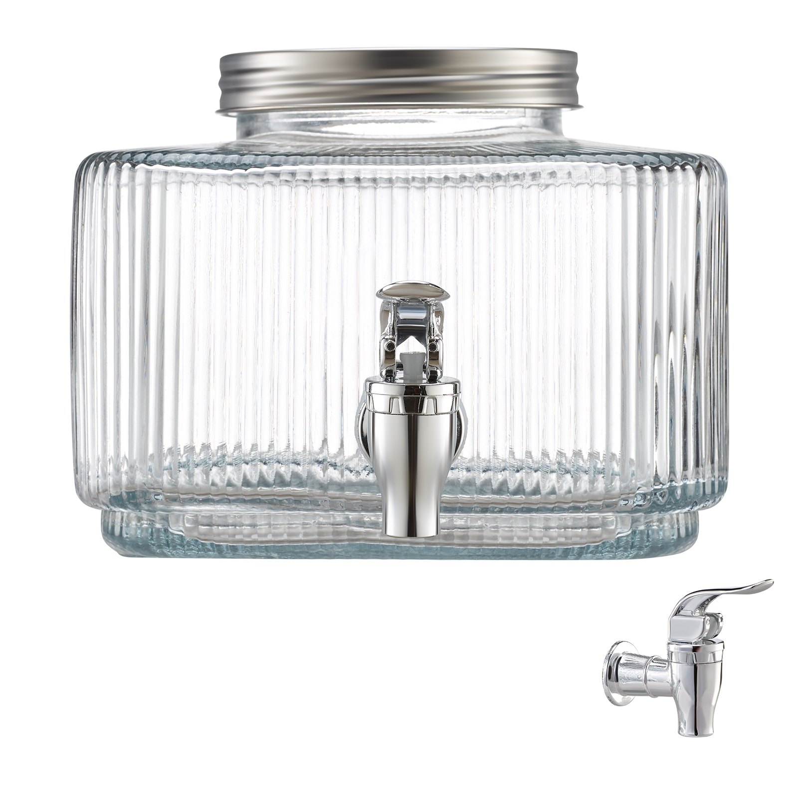 VEVOR Beverage Dispenser, 0.8 Gallon Drink Dispensers for Parties, Glass Juice Dispenser with No-Drip Spigot and Lid, Iced Tea Lemonade Juice Water Dispensers for Restaurants, Hotels, Parties