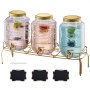 Drink Dispenser 2 Gal Beverage Dispenser for Parties Glass with Stand 3PCS