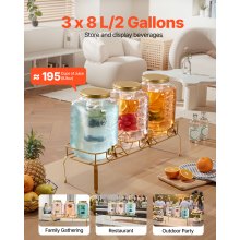Drink Dispenser 2 Gal Beverage Dispenser for Parties Glass with Stand 3PCS