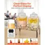 Dispensador de bebidas VEVOR, paquete de 2 dispensadores de bebidas de 1.5 galones para fiestas, dispensador de jugo de vidrio con soporte de metal, grifo de acero inoxidable, dispensadores de té helado, limonada, jugo y agua para fiestas