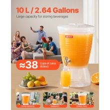 Drink Dispenser 2.64 Gal Beverage Dispenser for Parties Plastic with Spigot