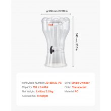 Drink Dispenser 3.4 Gal Beverage Dispenser for Parties Plastic with Spigot