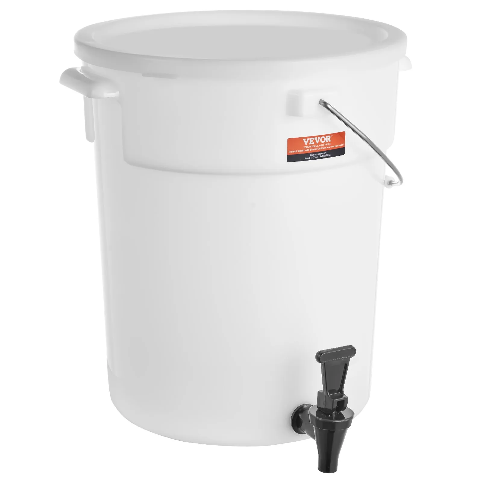VEVOR beverage dispenser with spigot, white body, and handle.