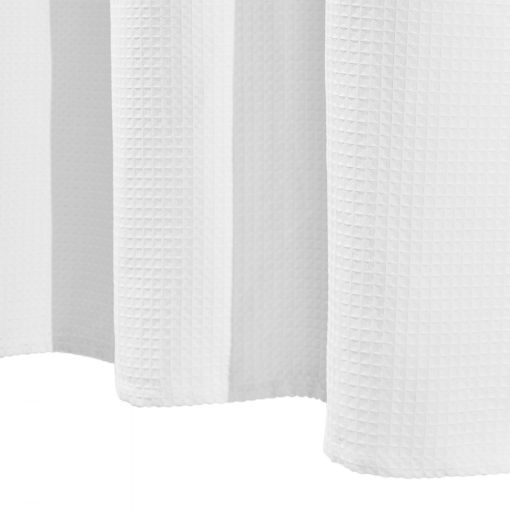 VEVOR White Fabric Shower Curtain, 240 GSM Weighted Waffle Shower Curtains, Polyester Curtain with Rust-Resistant Hooks, Machine Washable & Water Repellent, for Bathroom Showers, Bath Tubs, 72x72 in