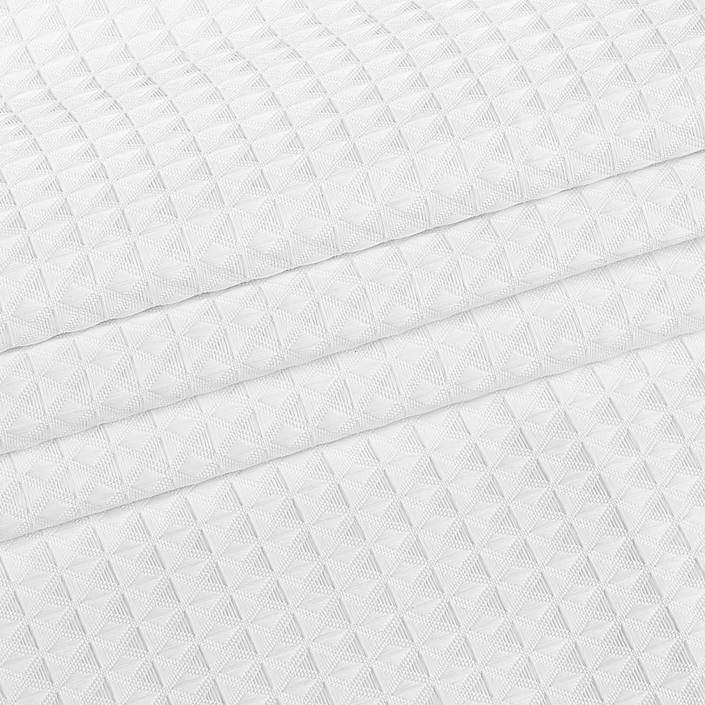 VEVOR White Fabric Shower Curtain, 240 GSM Weighted Waffle Shower Curtains, Polyester Curtain with Rust-Resistant Hooks, Machine Washable & Water Repellent, for Bathroom Showers, Bath Tubs, 72x72 in