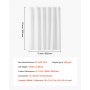 VEVOR White Fabric Shower Curtain, 240 GSM Weighted Waffle Shower Curtains, Polyester Curtain with Rust-Resistant Hooks, Machine Washable & Water Repellent, for Bathroom Showers, Bath Tubs, 72x72 in