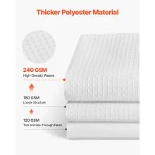 VEVOR White Fabric Shower Curtain, 240 GSM Weighted Waffle Shower Curtains, Polyester Curtain with Rust-Resistant Hooks, Machine Washable & Water Repellent, for Bathroom Showers, Bath Tubs, 72x72 in