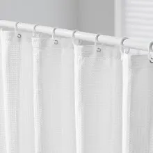 VEVOR White Fabric Shower Curtain, 240 GSM Weighted Waffle Shower Curtains, Polyester Curtain with Rust-Resistant Hooks, Machine Washable & Water Repellent, for Bathroom Showers, Bath Tubs, 72x72 in